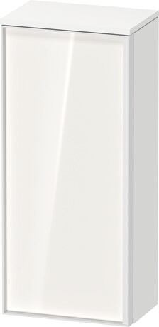 Semi-tall cabinet, VT1355L2218701W Hinge position: Left, Front: White High Gloss, Decor, Corpus: White Matt, Decor, Handle White aluminum