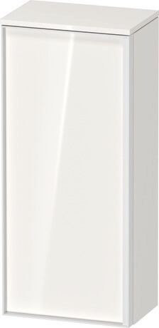 Semi-tall cabinet, VT1355L2222601W Hinge position: Left, White High Gloss, Decor, Handle White aluminum