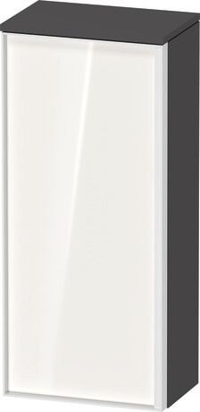 Semi-tall cabinet, VT1355L2249601W Hinge position: Left, Front: White High Gloss, Decor, Corpus: Graphite Matt, Decor, Handle White aluminum