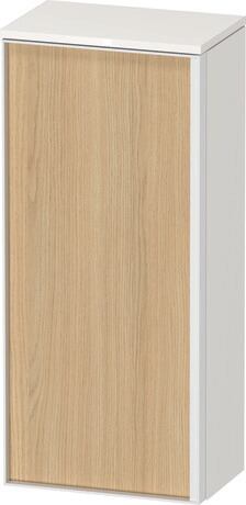 Semi-tall cabinet, VT1355L3022701W Hinge position: Left, Front: Natural oak Matt, Decor, Corpus: White High Gloss, Decor, Handle White aluminum