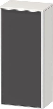 Semi-tall cabinet, VT1355L4922701W Hinge position: Left, Front: Graphite Matt, Decor, Corpus: White High Gloss, Decor, Handle White aluminum