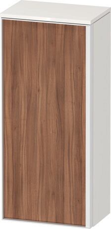 Semi-tall cabinet, VT1355L7922701W Hinge position: Left, Front: Walnut Matt, Decor, Corpus: White High Gloss, Decor, Handle White aluminum