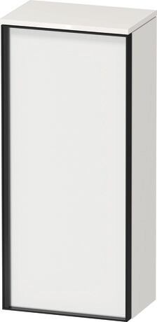Semi-tall cabinet, VT1355R1822601G Hinge position: Right, Front: White Matt, Decor, Corpus: White High Gloss, Decor, Handle Graphite Aluminium