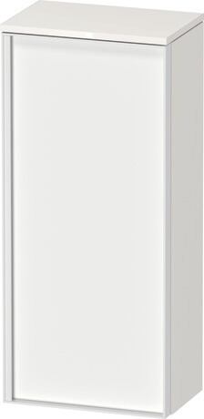 Semi-tall cabinet, VT1355R1822601W Hinge position: Right, Front: White Matt, Decor, Corpus: White High Gloss, Decor, Handle White aluminum
