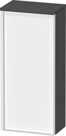Semi-tall cabinet, VT1355R1849601W Hinge position: Right, Front: White Matt, Decor, Corpus: Graphite Matt, Decor, Handle White aluminum