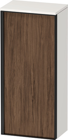 Semi-tall cabinet, VT1355R2122601G Hinge position: Right, Front: Walnut dark Matt, Decor, Corpus: White High Gloss, Decor, Handle Graphite Aluminium