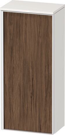 Semi-tall cabinet, VT1355R2122601W Hinge position: Right, Front: Walnut dark Matt, Decor, Corpus: White High Gloss, Decor, Handle White aluminum