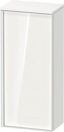 Semi-tall cabinet, VT1355R2218701W Hinge position: Right, Front: White High Gloss, Decor, Corpus: White Matt, Decor, Handle White aluminum