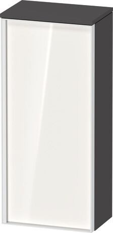 Semi-tall cabinet, VT1355R2249601W Hinge position: Right, Front: White High Gloss, Decor, Corpus: Graphite Matt, Decor, Handle White aluminum