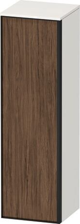 Semi-tall cabinet, VT1356L2122701G Hinge position: Left, Front: Walnut dark Matt, Decor, Corpus: White High Gloss, Decor, Handle Graphite Aluminium