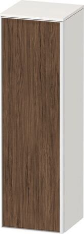 Semi-tall cabinet, VT1356L2122701W Hinge position: Left, Front: Walnut dark Matt, Decor, Corpus: White High Gloss, Decor, Handle White aluminum