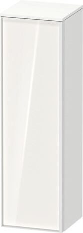 Semi-tall cabinet, VT1356L2218601W Hinge position: Left, Front: White High Gloss, Decor, Corpus: White Matt, Decor, Handle White aluminum