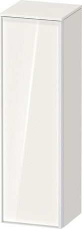Semi-tall cabinet, VT1356L2222701W Hinge position: Left, White High Gloss, Decor, Handle White aluminum