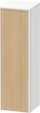 Semi-tall cabinet, VT1356L3018601W Hinge position: Left, Front: Natural oak Matt, Decor, Corpus: White Matt, Decor, Handle White aluminum