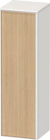 Semi-tall cabinet, VT1356L3022601W Hinge position: Left, Front: Natural oak Matt, Decor, Corpus: White High Gloss, Decor, Handle White aluminum
