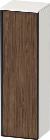 Semi-tall cabinet, VT1356R2122601G Hinge position: Right, Front: Walnut dark Matt, Decor, Corpus: White High Gloss, Decor, Handle Graphite Aluminium