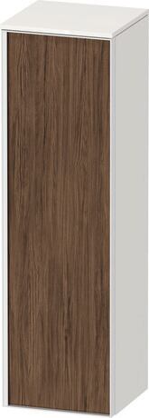 Semi-tall cabinet, VT1356R2122601W Hinge position: Right, Front: Walnut dark Matt, Decor, Corpus: White High Gloss, Decor, Handle White aluminum