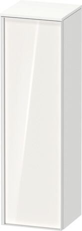 Semi-tall cabinet, VT1356R2218601W Hinge position: Right, Front: White High Gloss, Decor, Corpus: White Matt, Decor, Handle White aluminum