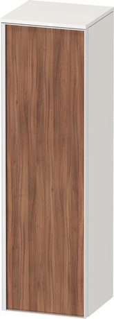 Semi-tall cabinet, VT1356R7922701W Hinge position: Right, Front: Walnut Matt, Decor, Corpus: White High Gloss, Decor, Handle White aluminum