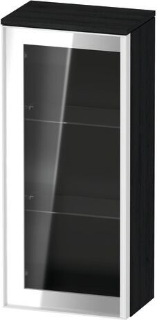 Semi-tall cabinet, VT1357L1616601W Hinge position: Left, Front: Parsol grey, Corpus: Black oak Matt, Decor, Handle White aluminum