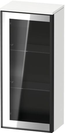 Semi-tall cabinet, VT1357L1818601G Hinge position: Left, Front: Parsol grey, Corpus: White Matt, Decor, Handle Graphite Aluminium