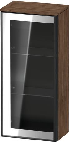 Semi-tall cabinet, VT1357L2121701G Hinge position: Left, Front: Parsol grey, Corpus: Walnut dark Matt, Decor, Handle Graphite Aluminium
