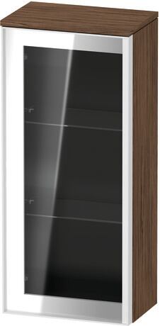 Semi-tall cabinet, VT1357L2121701W Hinge position: Left, Front: Parsol grey, Corpus: Walnut dark Matt, Decor, Handle White aluminum
