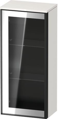 Semi-tall cabinet, VT1357L2222701G Hinge position: Left, Front: Parsol grey, Corpus: White High Gloss, Decor, Handle Graphite Aluminium