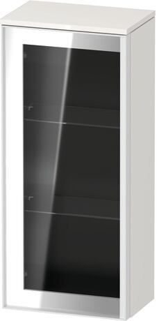 Semi-tall cabinet, VT1357L2222701W Hinge position: Left, Front: Parsol grey, Corpus: White High Gloss, Decor, Handle White aluminum