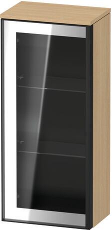 Semi-tall cabinet, VT1357L3030701G Hinge position: Left, Front: Parsol grey, Corpus: Natural oak Matt, Decor, Handle Graphite Aluminium