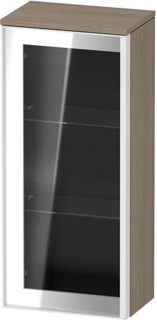 Semi-tall cabinet, VT1357L3535601W Hinge position: Left, Front: Parsol grey, Corpus: Oak terra Matt, Decor, Handle White aluminum