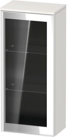 Semi-tall cabinet, VT1357R2222601W Hinge position: Right, Front: Parsol grey, Corpus: White High Gloss, Decor, Handle White aluminum