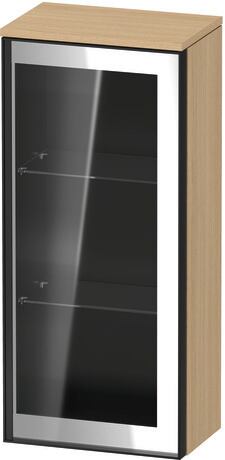 Semi-tall cabinet, VT1357R3030701G Hinge position: Right, Front: Parsol grey, Corpus: Natural oak Matt, Decor, Handle Graphite Aluminium