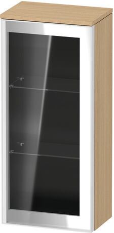 Semi-tall cabinet, VT1357R3030701W Hinge position: Right, Front: Parsol grey, Corpus: Natural oak Matt, Decor, Handle White aluminum
