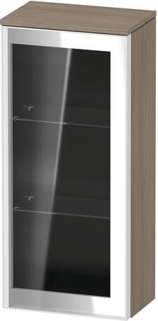 Semi-tall cabinet, VT1357R3535601W Hinge position: Right, Front: Parsol grey, Corpus: Oak terra Matt, Decor, Handle White aluminum
