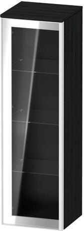 Semi-tall cabinet, VT1358L1616601W Hinge position: Left, Front: Parsol grey, Corpus: Black oak Matt, Decor, Handle White aluminum