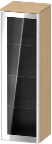 Semi-tall cabinet, VT1358L3030601W Hinge position: Left, Front: Parsol grey, Corpus: Natural oak Matt, Decor, Handle White aluminum