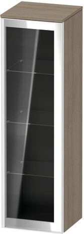 Semi-tall cabinet, VT1358R3535601W Hinge position: Right, Front: Parsol grey, Corpus: Oak terra Matt, Decor, Handle White aluminum