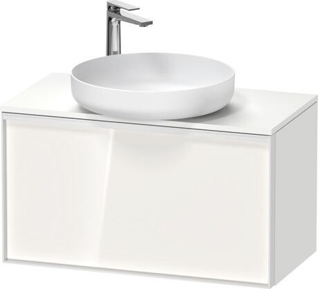 Console vanity unit wall-mounted, VT478002218001W Front: White High Gloss, Decor, Corpus: White Matt, Decor, Console: White Matt, Decor, Handle White, Interior lighting: Integrated