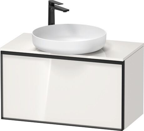 Console vanity unit wall-mounted, VT478002222000G White High Gloss, Decor, Handle Graphite
