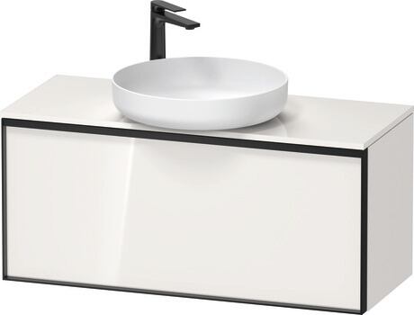 Console vanity unit wall-mounted, VT478102222000G White High Gloss, Decor, Handle Graphite