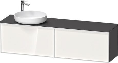 Console vanity unit wall-mounted, VT4783L2249000W Front: White High Gloss, Decor, Corpus: Graphite Matt, Decor, Console: Graphite Matt, Decor, Handle White