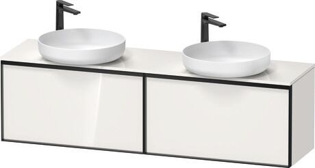 Console vanity unit wall-mounted, VT4784B2222000G White High Gloss, Decor, Handle Graphite
