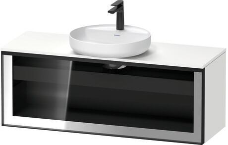 Console vanity unit wall-mounted, VT479201818601G Front: Parsol grey, Corpus: White Matt, Decor, Console: White Matt, Decor, Handle Graphite, Interior lighting: Integrated