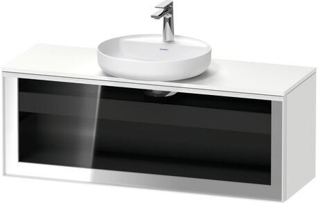 Console vanity unit wall-mounted, VT479201818601W Front: Parsol grey, Corpus: White Matt, Decor, Console: White Matt, Decor, Handle White, Interior lighting: Integrated