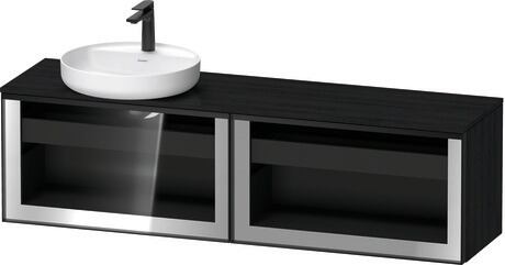 Console vanity unit wall-mounted, VT4793L1616701G Front: Parsol grey, Corpus: Black oak Matt, Decor, Console: Black oak Matt, Decor, Handle Graphite, Interior lighting: Integrated