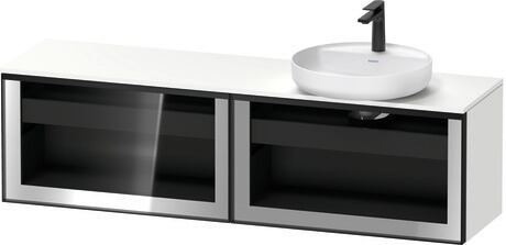 Console vanity unit wall-mounted, VT4793R1818601G Front: Parsol grey, Corpus: White Matt, Decor, Console: White Matt, Decor, Handle Graphite, Interior lighting: Integrated