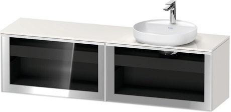 Console vanity unit wall-mounted, VT4793R2222701W Front: Parsol grey, Corpus: White High Gloss, Decor, Console: White High Gloss, Decor, Handle White, Interior lighting: Integrated