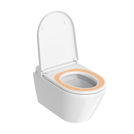 Compact shower toilet, 654000012004300 Wall-mounted, 575 mm, Flush construction: Washdown model, Flushing rim: Rimless, White, HygieneGlaze, Seat material type: Thermoplastic, Lid material type: Thermoplastic, Seat heater, Operation type: Remote control, Energy saving mode: Adjustable, Holiday mode, Packaging dimensions: 410x670x620 mm, Unified Water Label (UWL) Class: 1, Protection type: IPX4