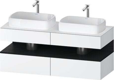 Console vanity unit wall-mounted, QA4767016186010 Front: White Matt, Decor, Corpus: White Matt, Decor, Console: White Matt, Lacquer, Niche lighting Integrated